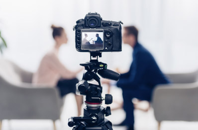 Camera view of recording a conversation