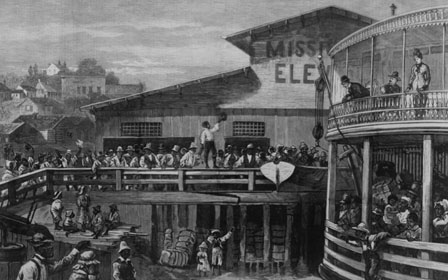 The Negro exodus scenes on the wharves at Vicksburg