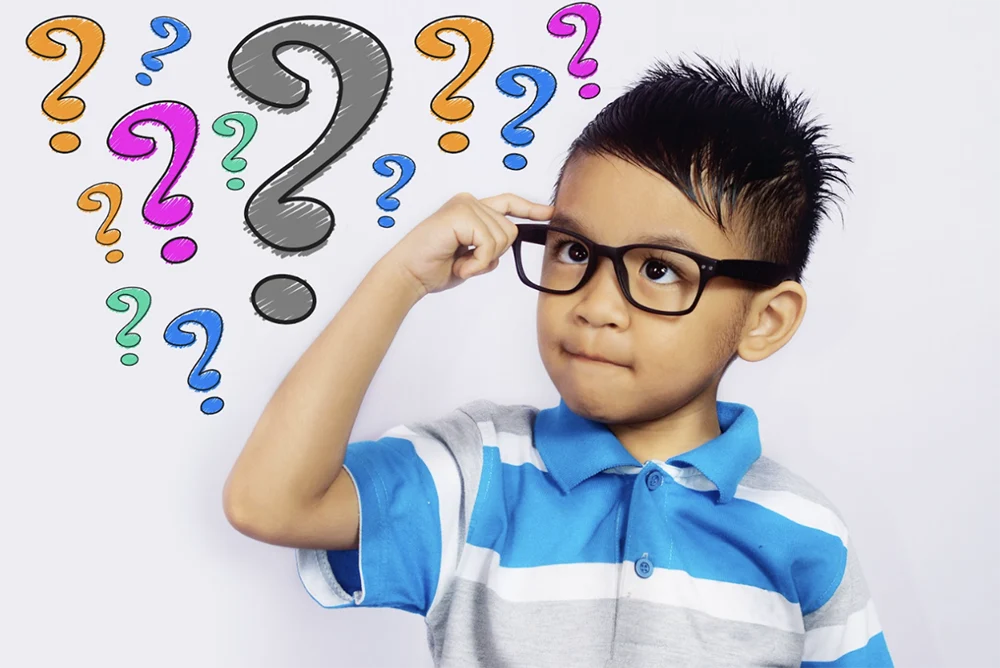 kid graphic with question marks