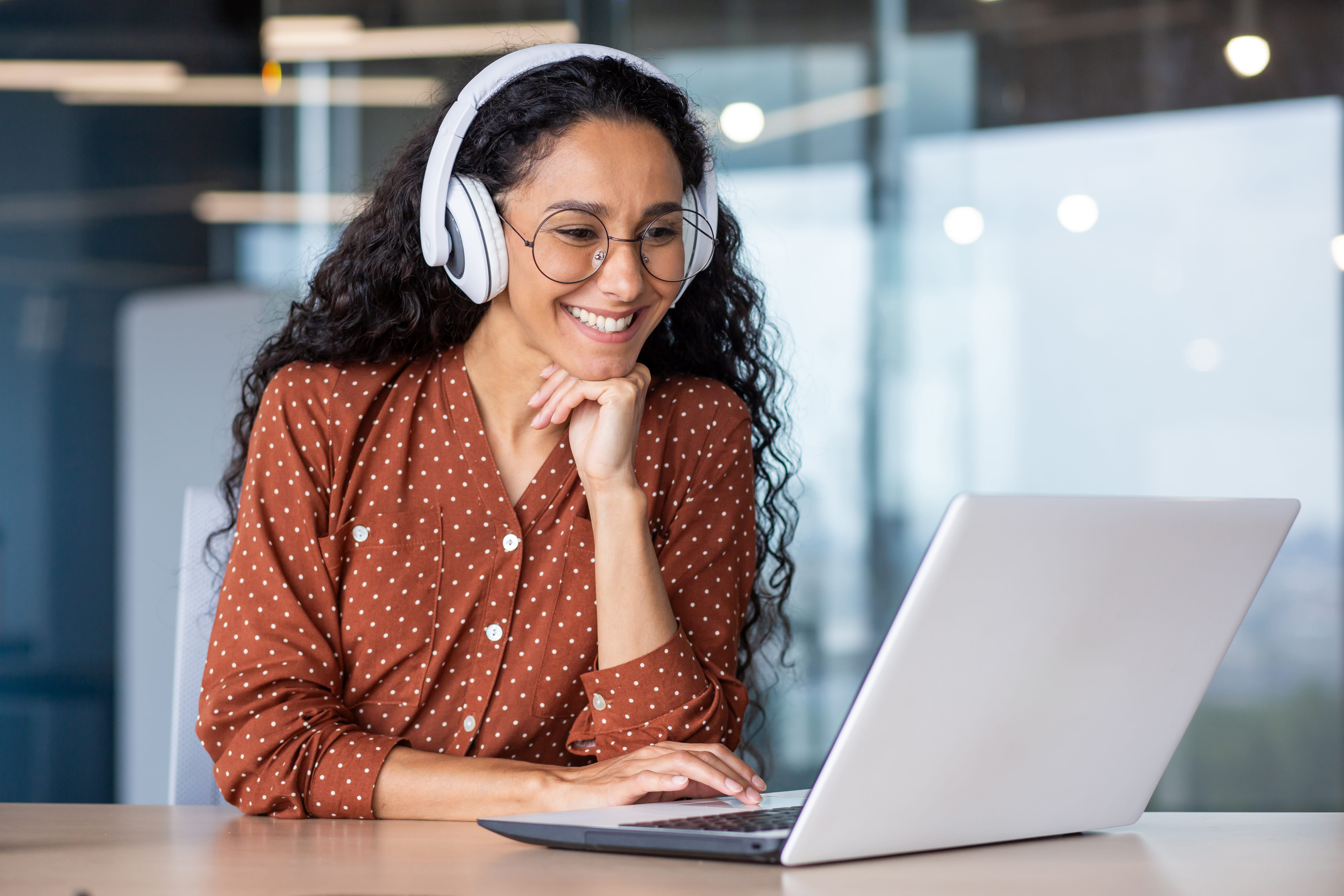 Woman looking at computer